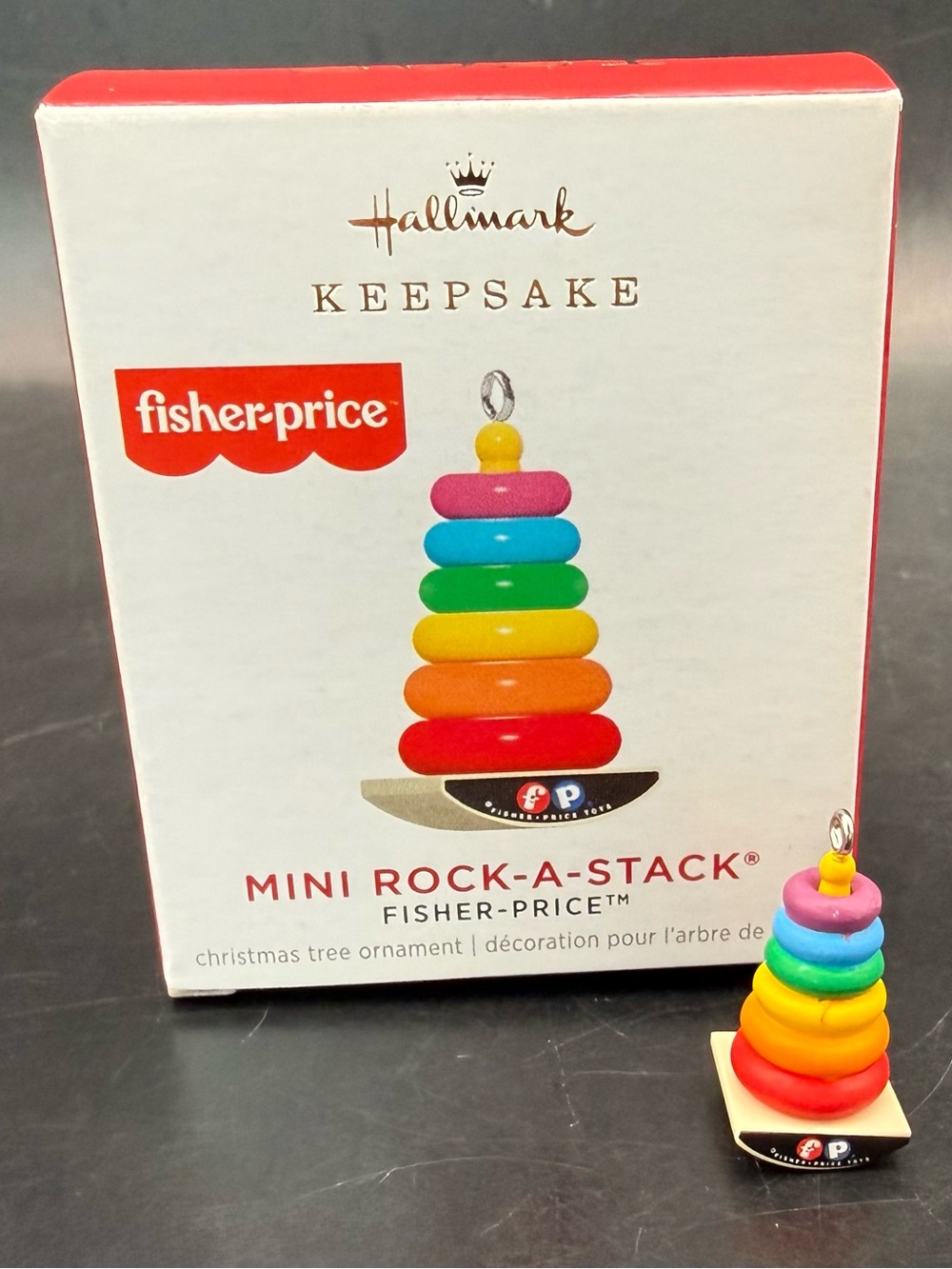 NEW 2021 Hallmark Mini Rock-A-Stack Fisher Price Toy Rings Miniature Ornament
